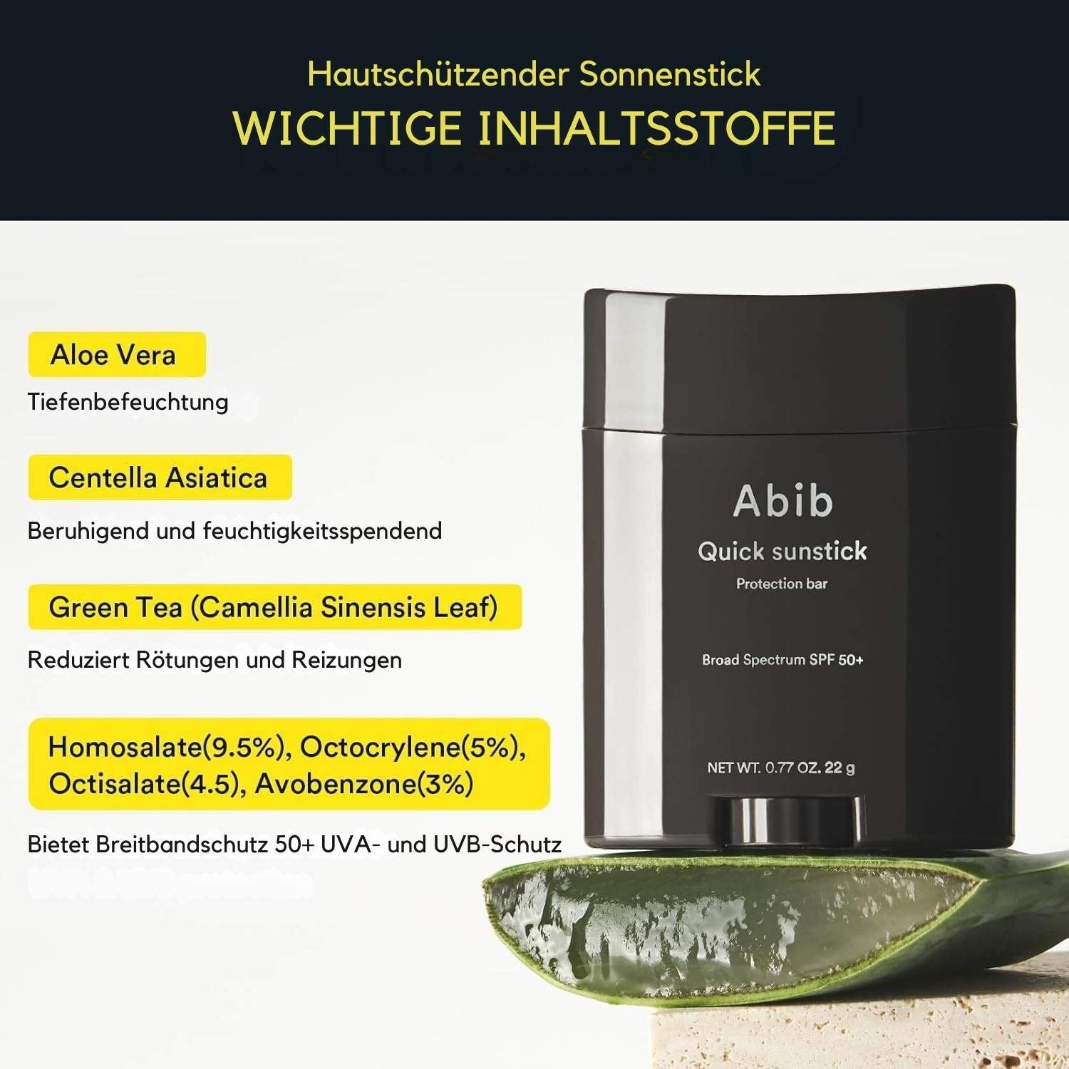 Abib Quick Sunstick Protection Bar LSF 50 PA++++ 22g Sonnenschutzstift K Beauty Hautpflege für strahlende Haut