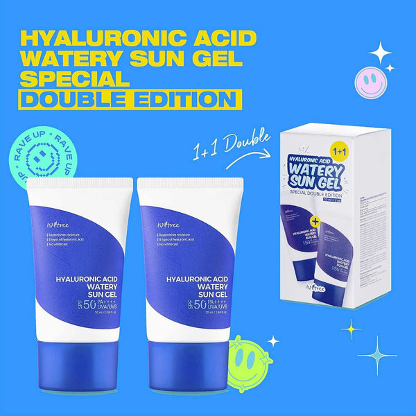 Isntree Hyaluronic Acid Watery Sun Gel SPF 50+ Doppelpack K Beauty Hautpflege für strahlende Haut