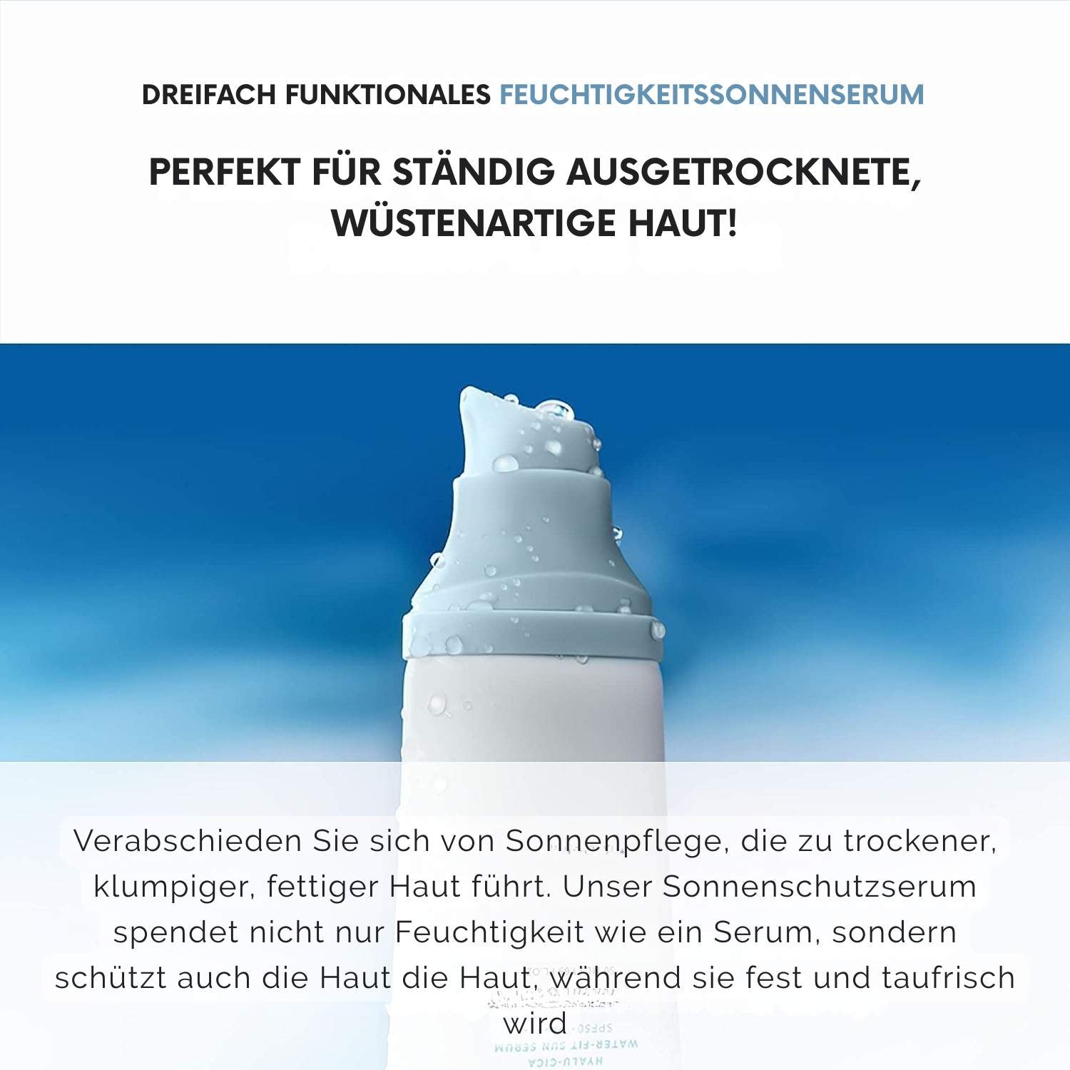 SKIN1004 Madagascar Centella Hyalu-Cica Water-Fit Sun Serum SPF50+ K Beauty Hautpflege für strahlende Haut
