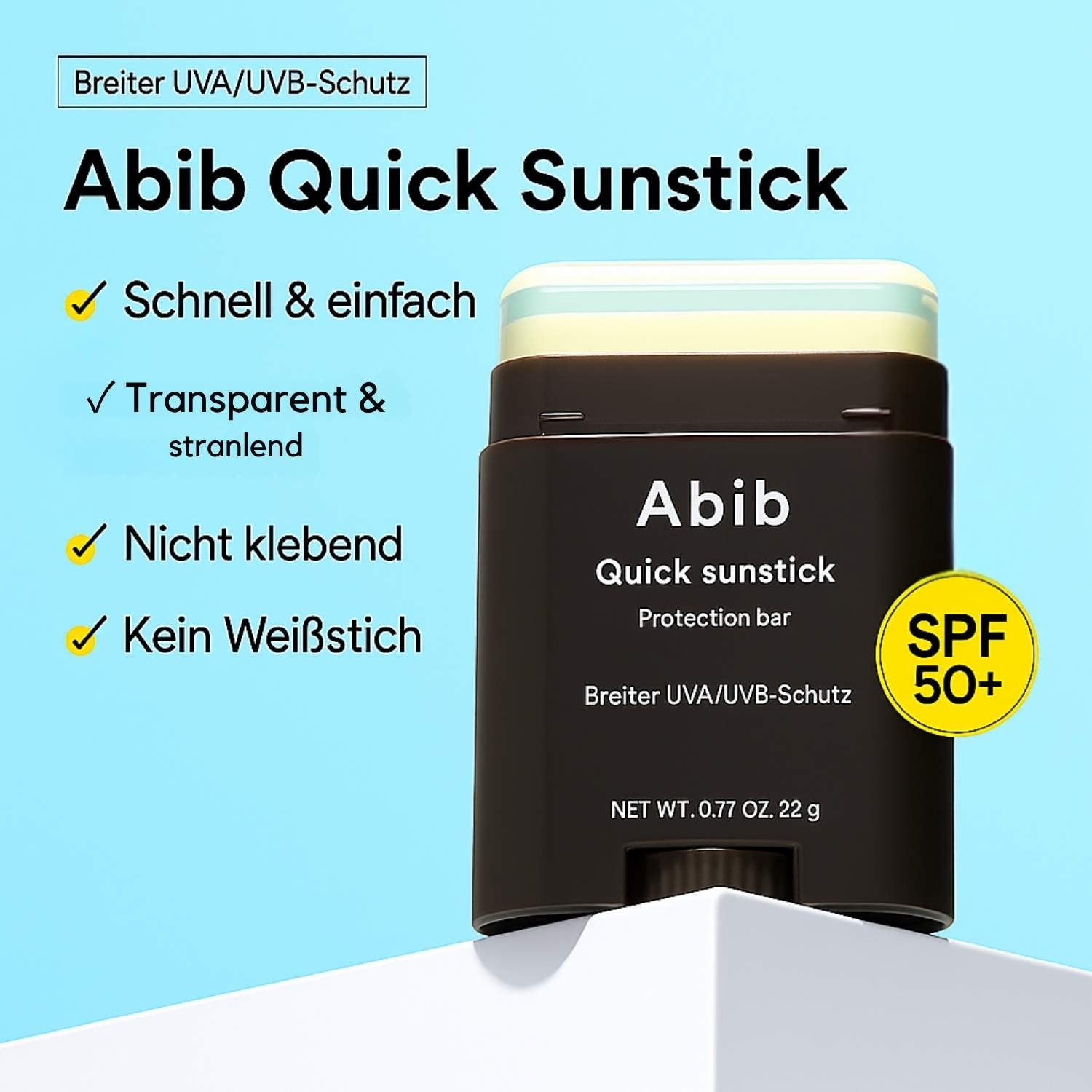 Abib Quick Sunstick Protection Bar LSF 50 PA++++ 22g Sonnenschutzstift K Beauty Hautpflege für strahlende Haut