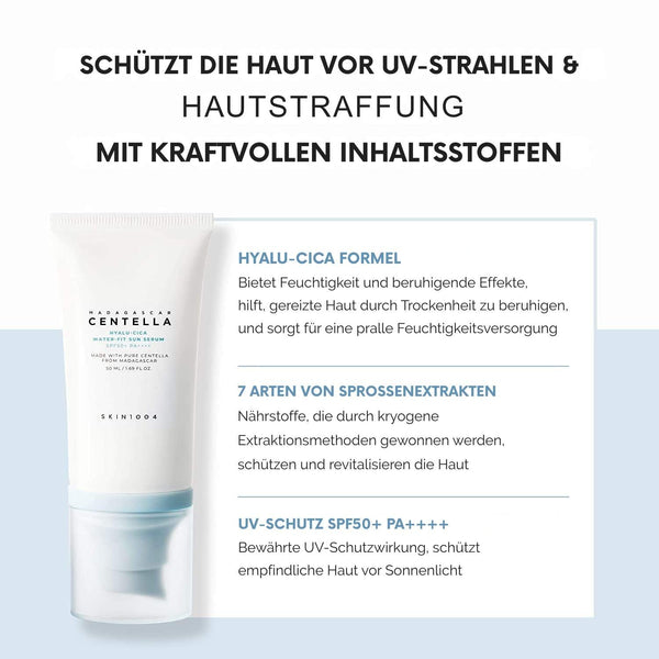 SKIN1004 Madagascar Centella Hyalu-Cica Water-Fit Sun Serum SPF50+ K Beauty Hautpflege für strahlende Haut