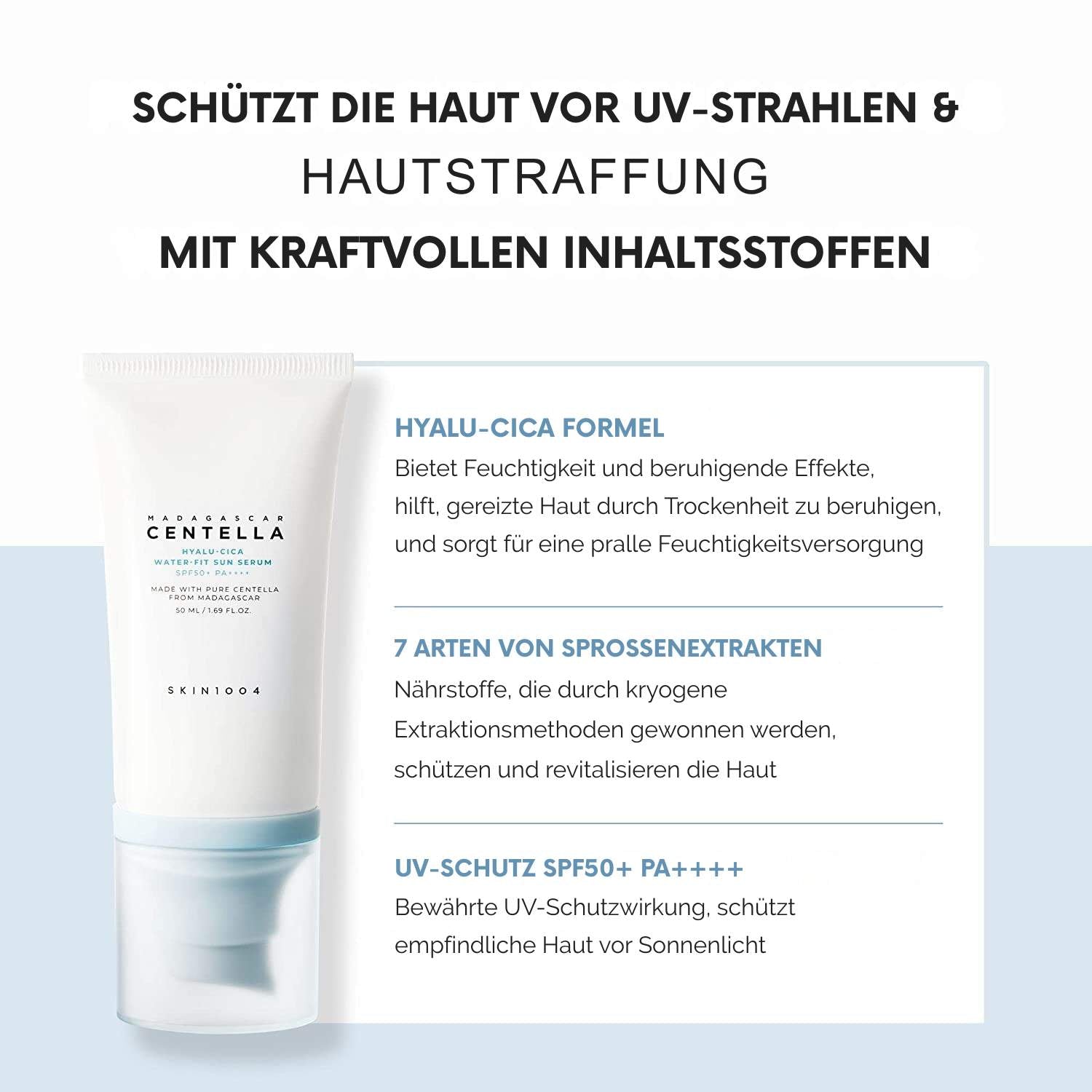 SKIN1004 Madagascar Centella Hyalu-Cica Water-Fit Sun Serum SPF50+ - Twin Pack K Beauty Hautpflege für strahlende Haut
