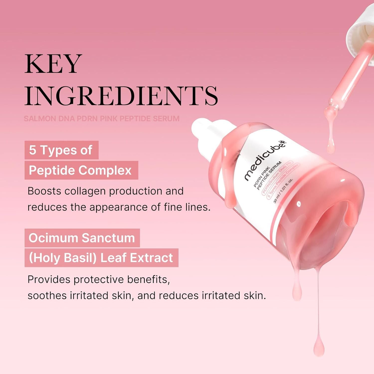 Medicube PDRN Pink Peptide Serum 30ml K Beauty Hautpflege für strahlende Haut