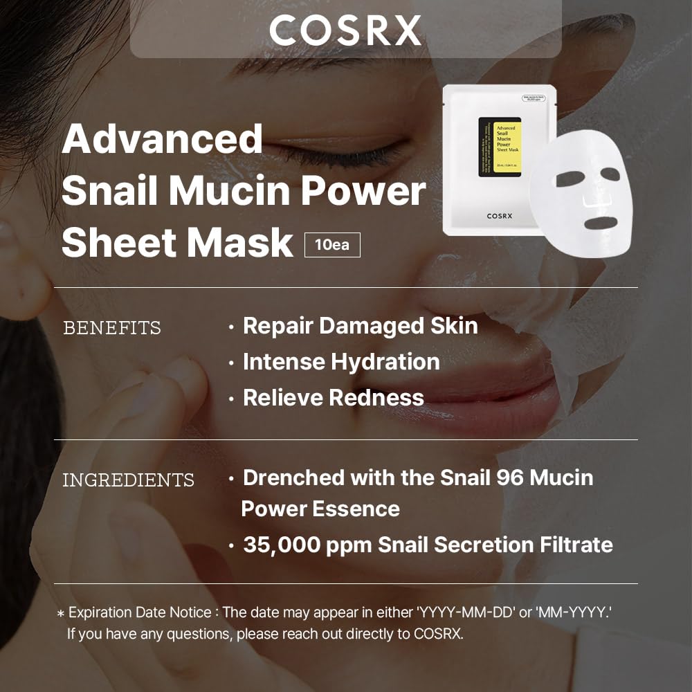 COSRX Advanced Snail Mucin Power Essence Sheet Mask 25ml K Beauty Hautpflege für strahlende Haut