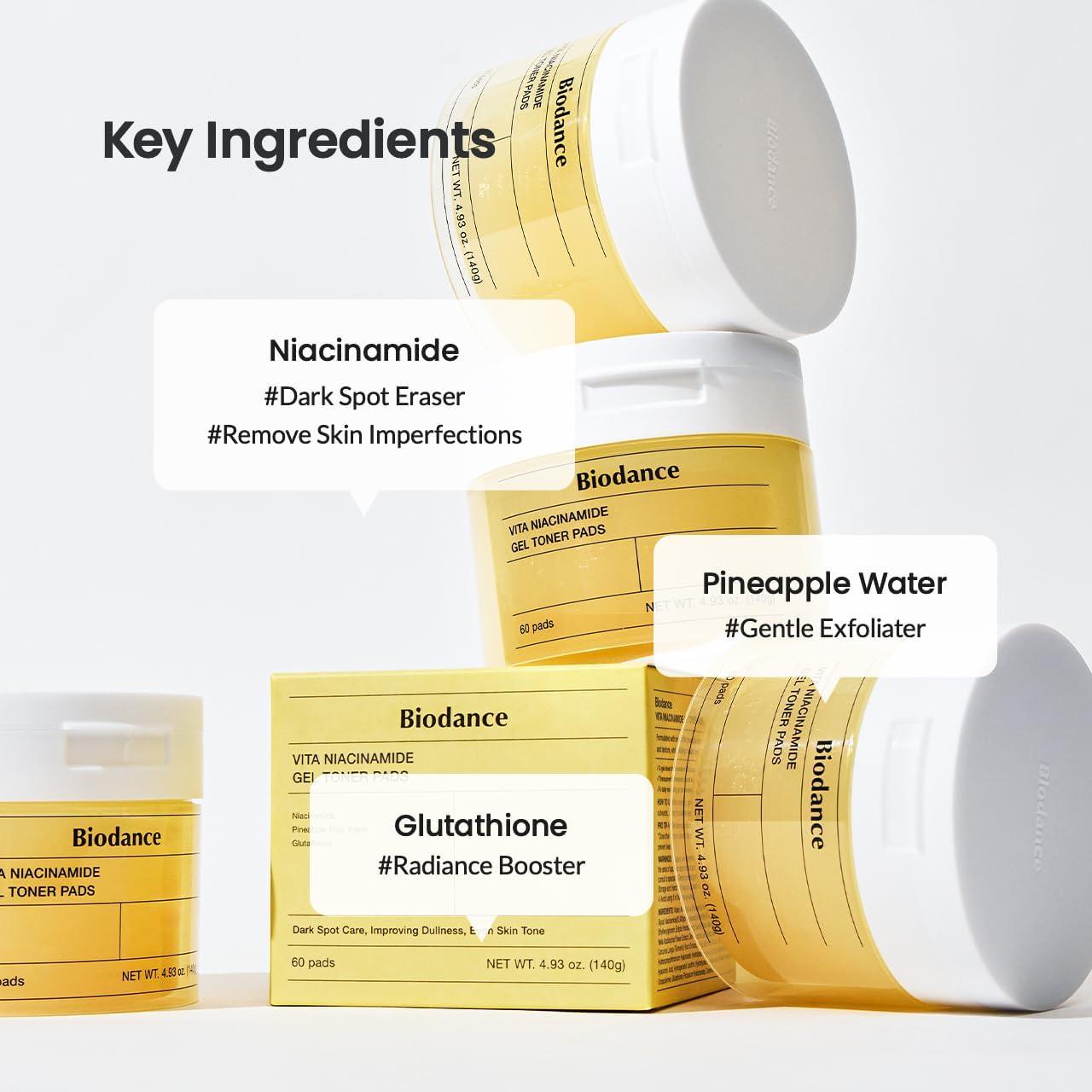 Biodance Vita Niacinamide Gel Toner Pads (60ea) K Beauty Hautpflege für strahlende Haut