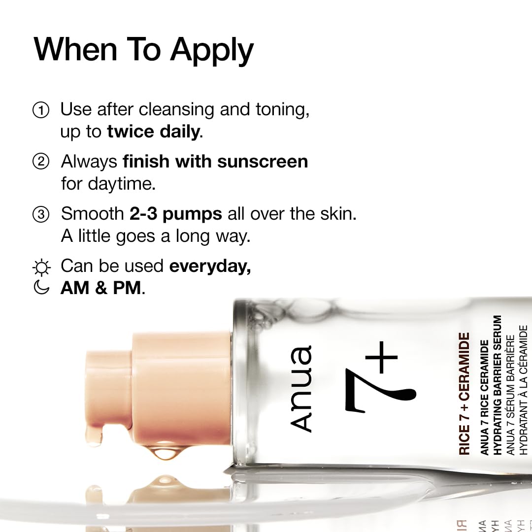 Anua 7 Rice Ceramide Hydrating Barrier Serum 50ml K Beauty Hautpflege für strahlende Haut