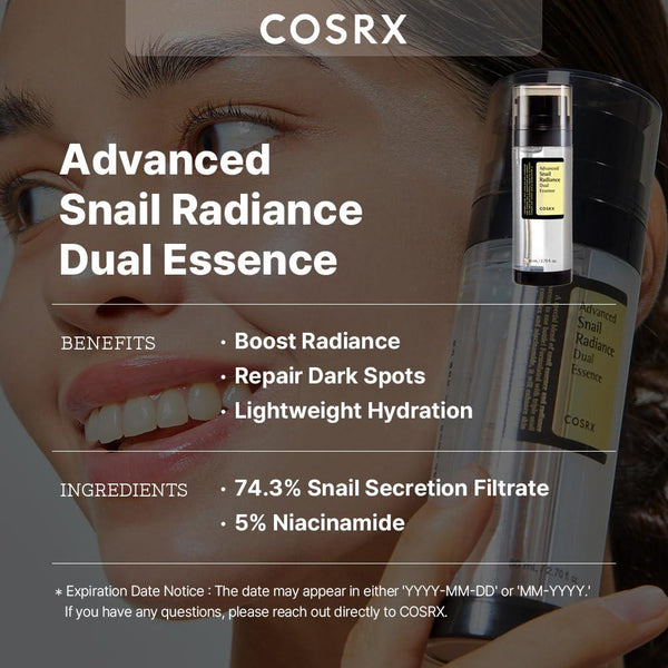 COSRX Advanced Snail Radiance Dual Essence 80ml K Beauty Hautpflege für strahlende Haut