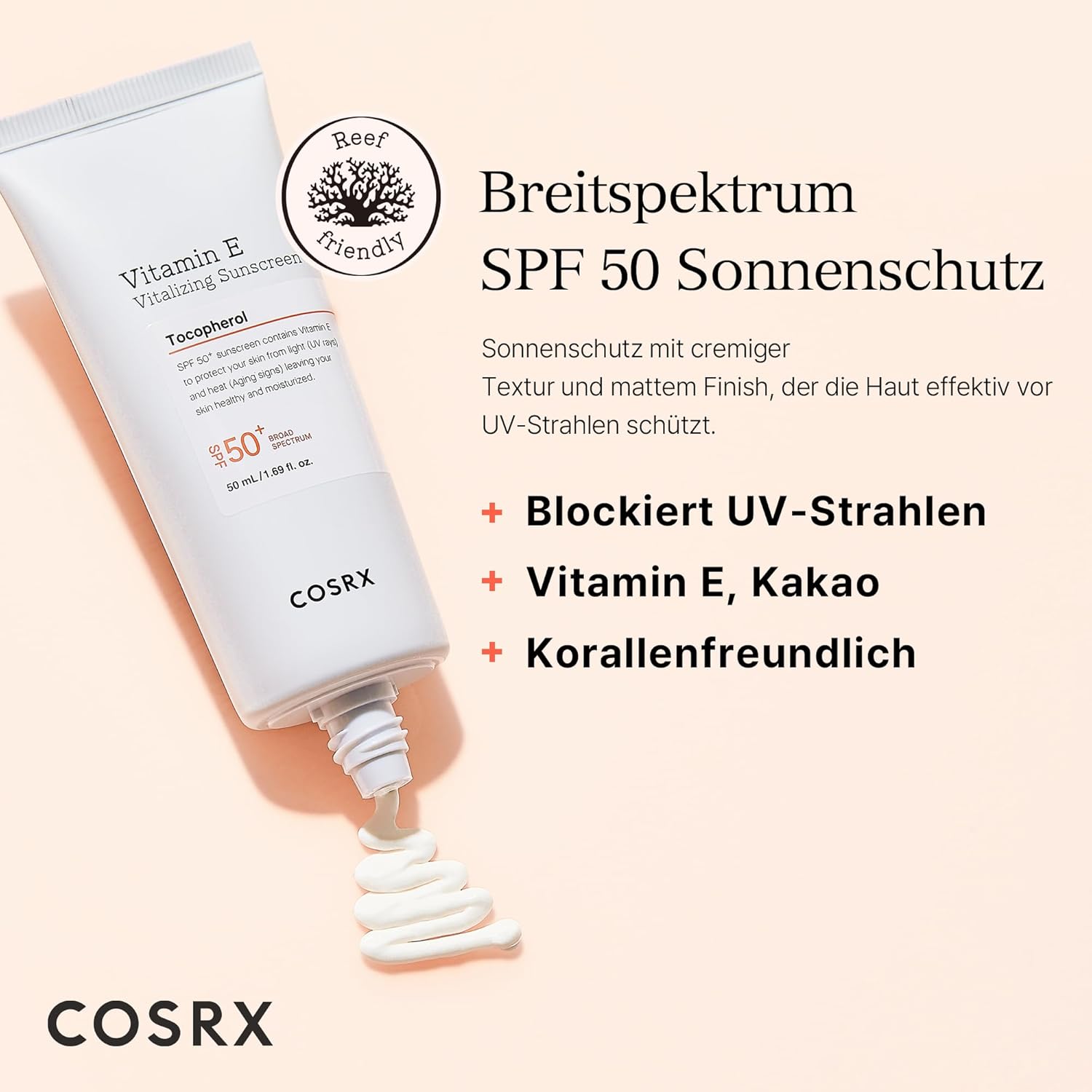 COSRX Vitamin E Vitalizing Sunscreen 50ml - Sonnenschutz K Beauty Hautpflege für strahlende Haut
