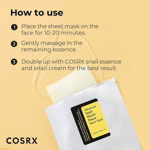 COSRX Advanced Snail Mucin Power Essence Sheet Mask 25ml K Beauty Hautpflege für strahlende Haut