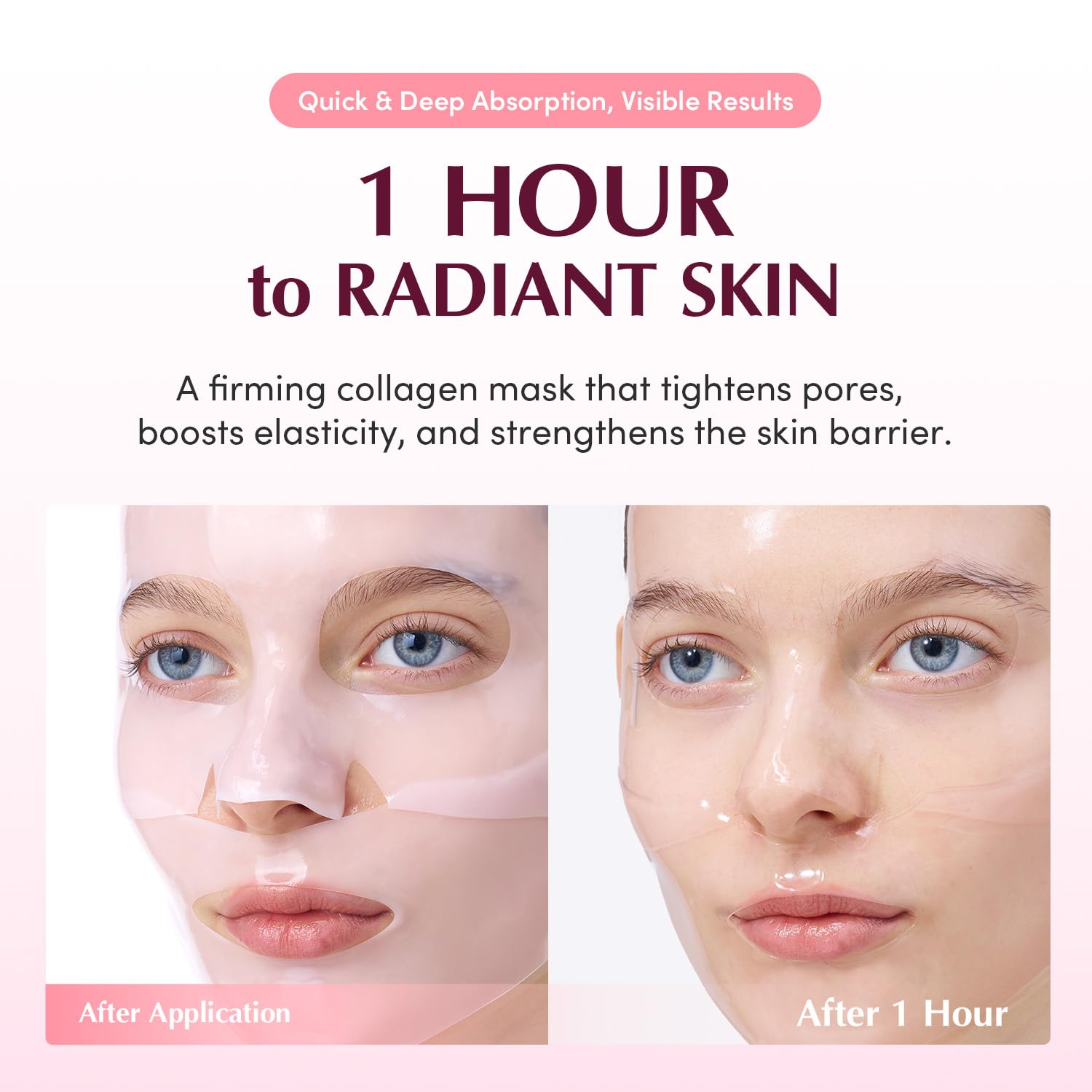 EQQUALBERRY Collagen Pore Tight Up Hydrogel Mask 4x30g K Beauty Hautpflege für strahlende Haut