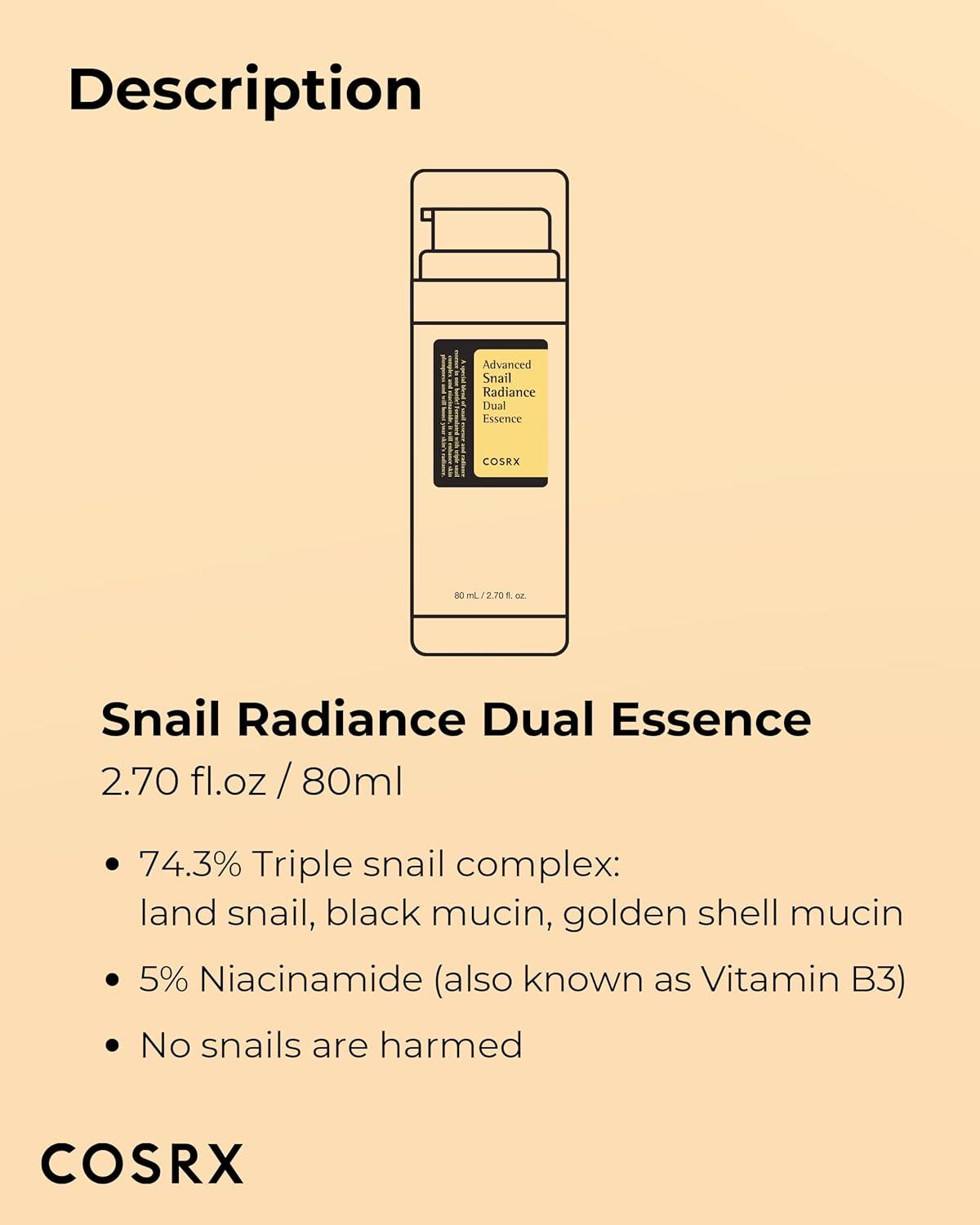 COSRX Advanced Snail Radiance Dual Essence 80ml K Beauty Hautpflege für strahlende Haut