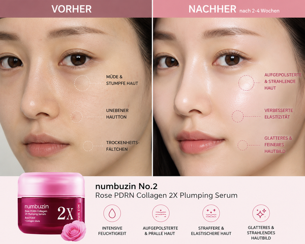 Numbuzin No.2 Rose PDRN Collagen Plumping Serum 30 ml K Beauty Hautpflege für strahlende Haut