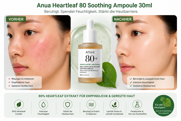 Anua Heartleaf 80 Soothing Ampoule 30 ml K Beauty Hautpflege für strahlende Haut
