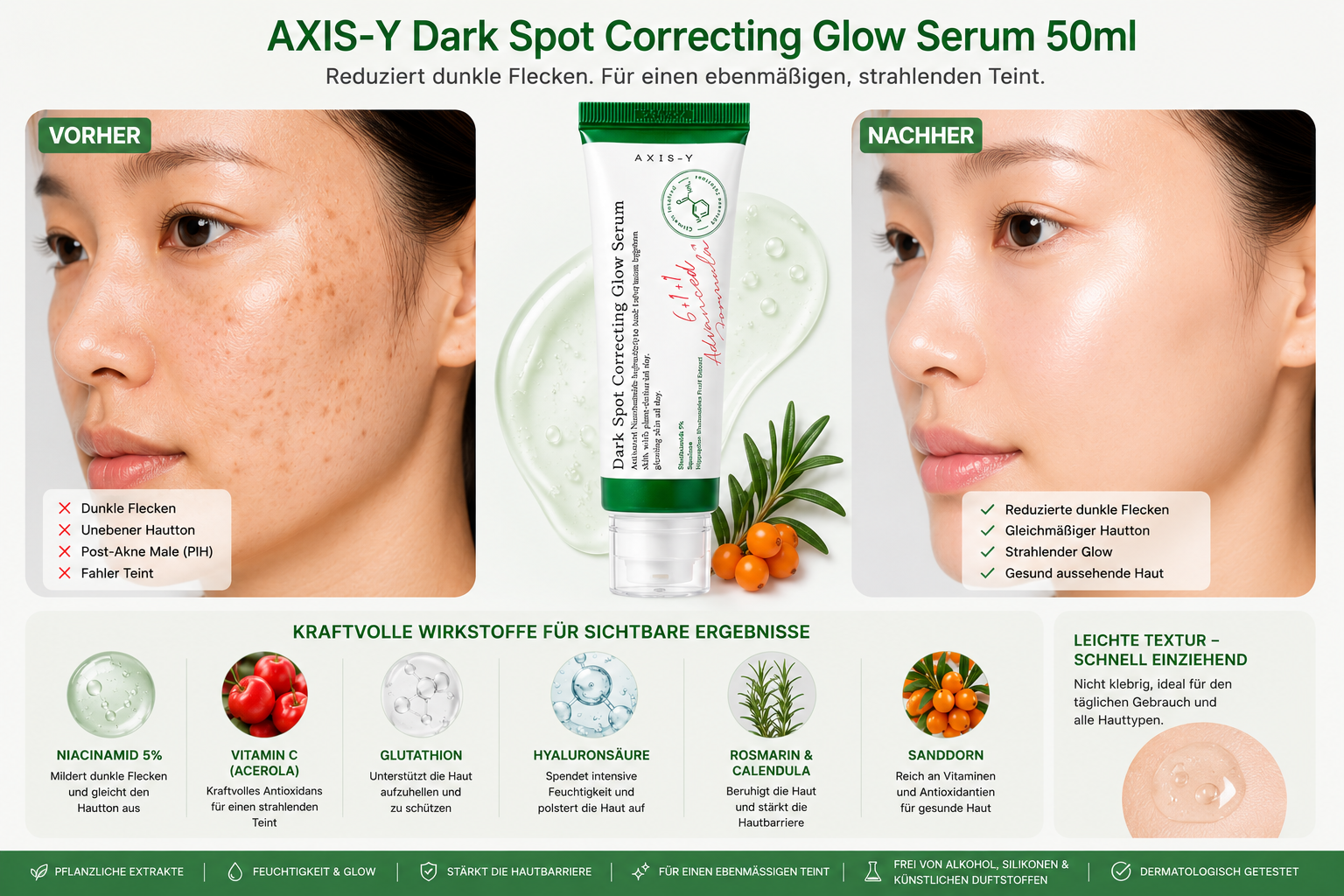 AXIS-Y Dark Spot Correcting Glow Serum 50ml K Beauty Hautpflege für strahlende Haut
