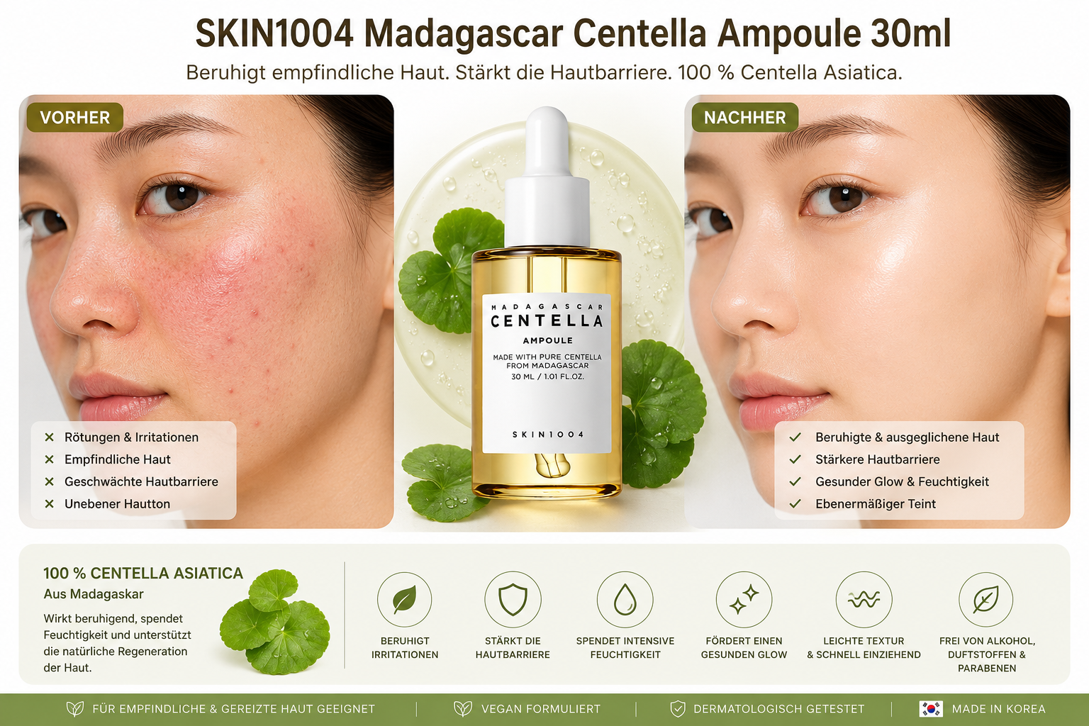 SKIN1004 Madagascar Ampoule 30ml K Beauty Hautpflege für strahlende Haut