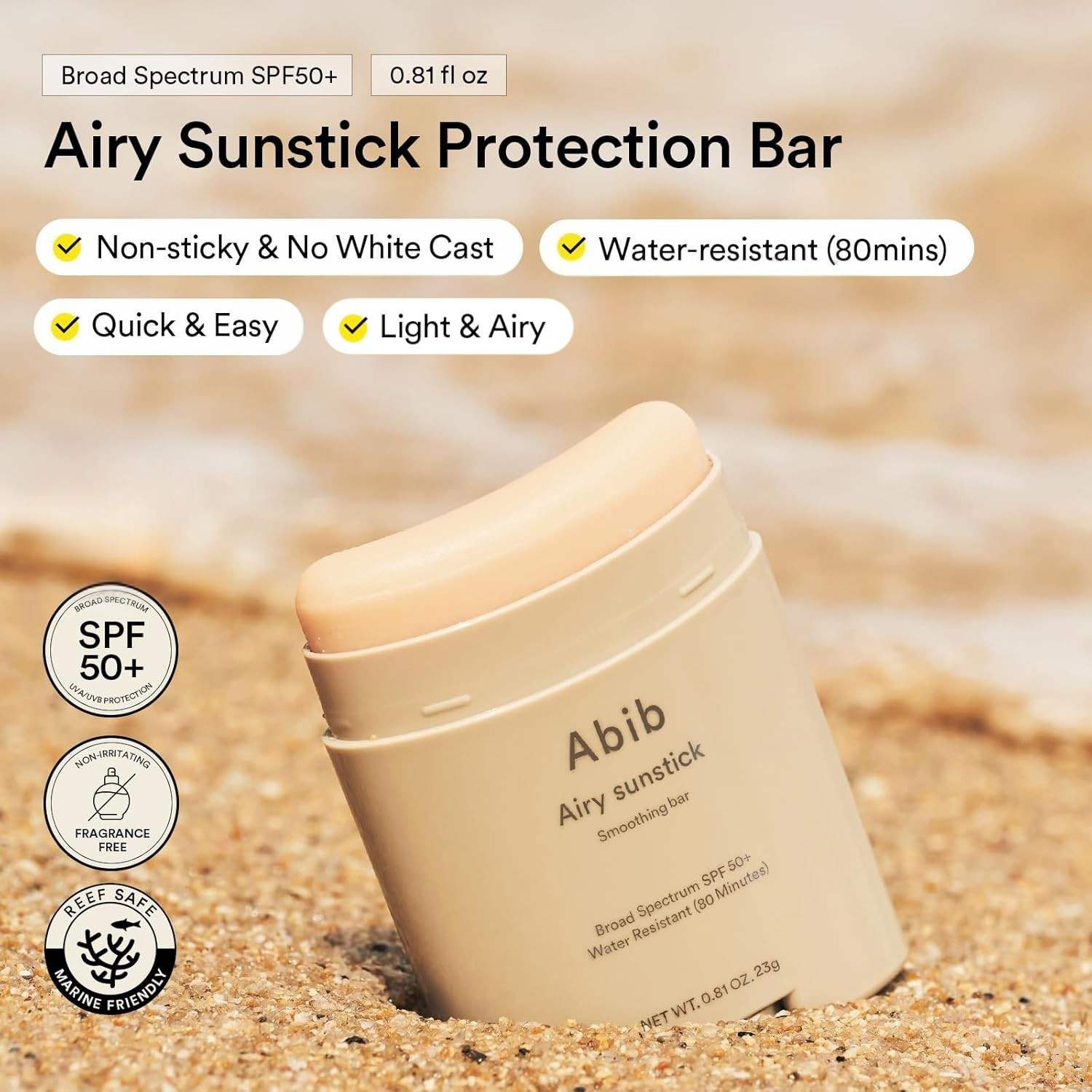 Abib Airy Sunstick Smoothing Bar 23g K Beauty Hautpflege für strahlende Haut