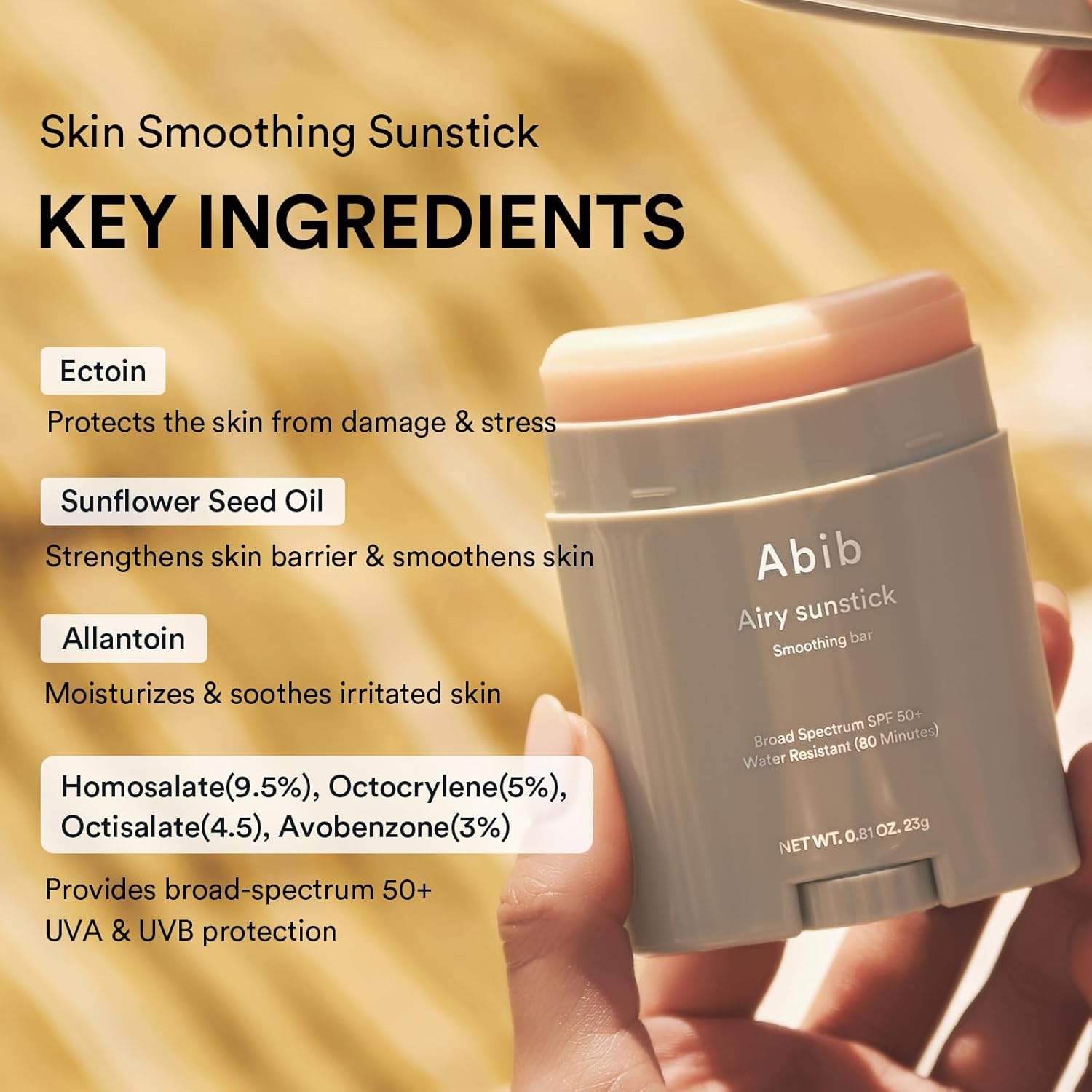 Abib Airy Sunstick Smoothing Bar 23g K Beauty Hautpflege für strahlende Haut