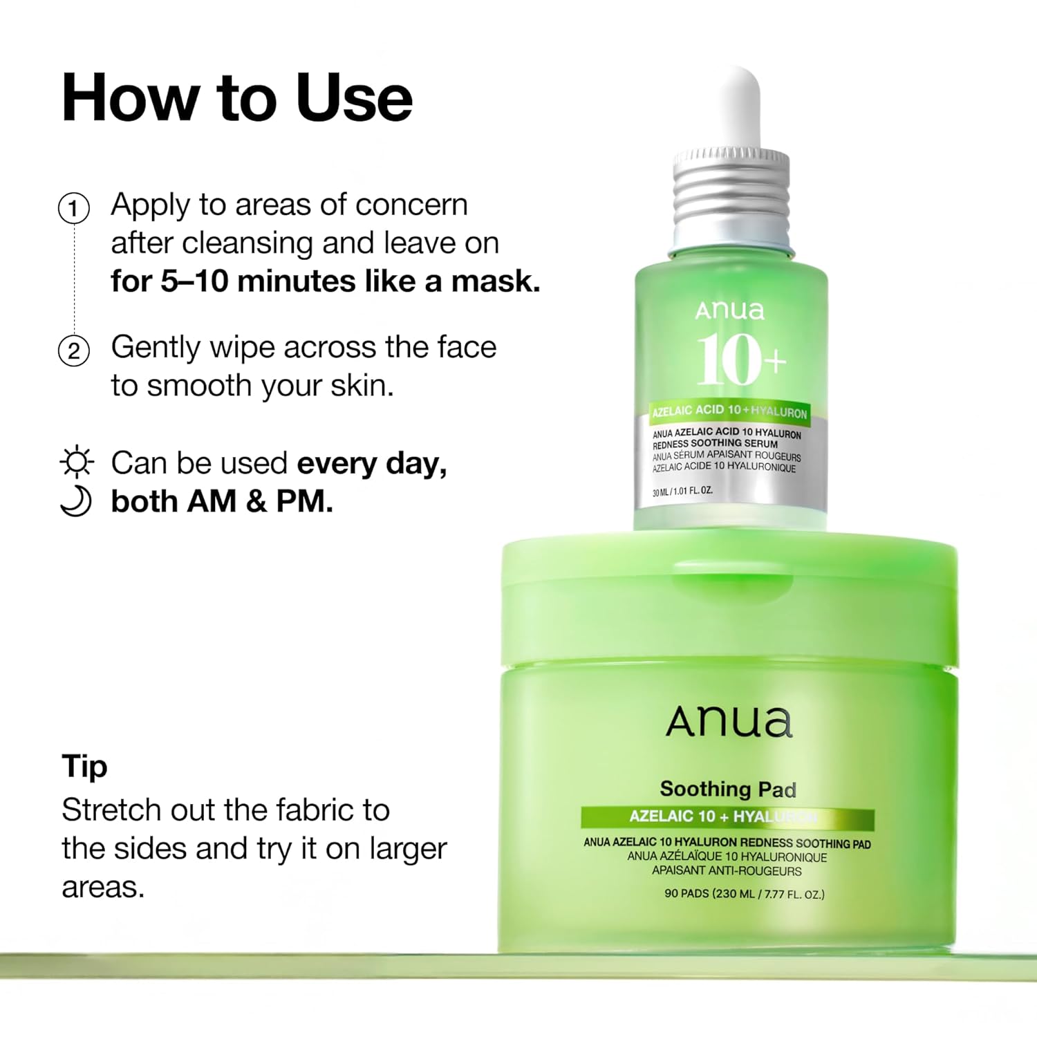 Anua Azelaic 10 Hyaluron Redness Soothing Pad K Beauty Hautpflege für strahlende Haut