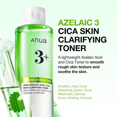 Anua Azelaic Acid 3 Cica Skin Clarifying Toner 250ml K Beauty Hautpflege für strahlende Haut