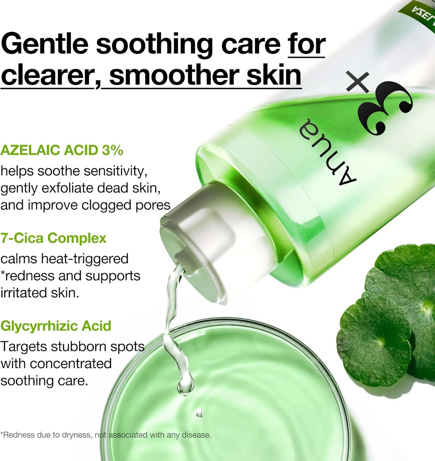 Anua Azelaic Acid 3 Cica Skin Clarifying Toner 250ml K Beauty Hautpflege für strahlende Haut