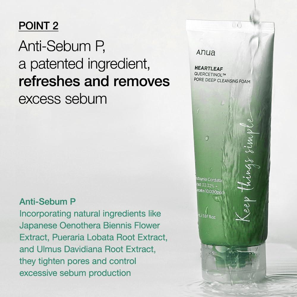 Anua Heartleaf Quercetinol Pore Deep Cleansing Foam 150 ml K Beauty Hautpflege für strahlende Haut