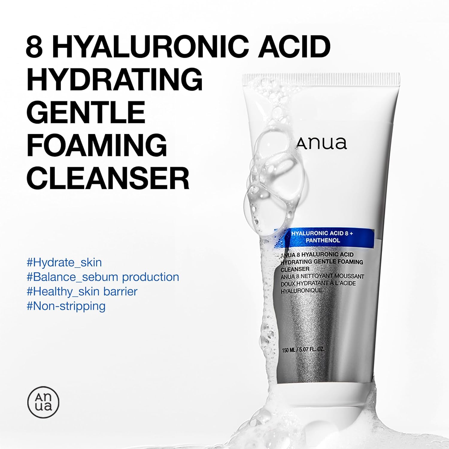 Anua 8 Hyaluronic Acid Hydrating Gentle Foaming Cleanser 150ml K Beauty Hautpflege für strahlende Haut