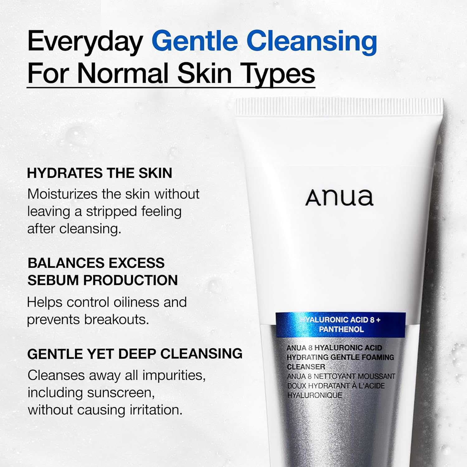 Anua 8 Hyaluronic Acid Hydrating Gentle Foaming Cleanser 150ml K Beauty Hautpflege für strahlende Haut