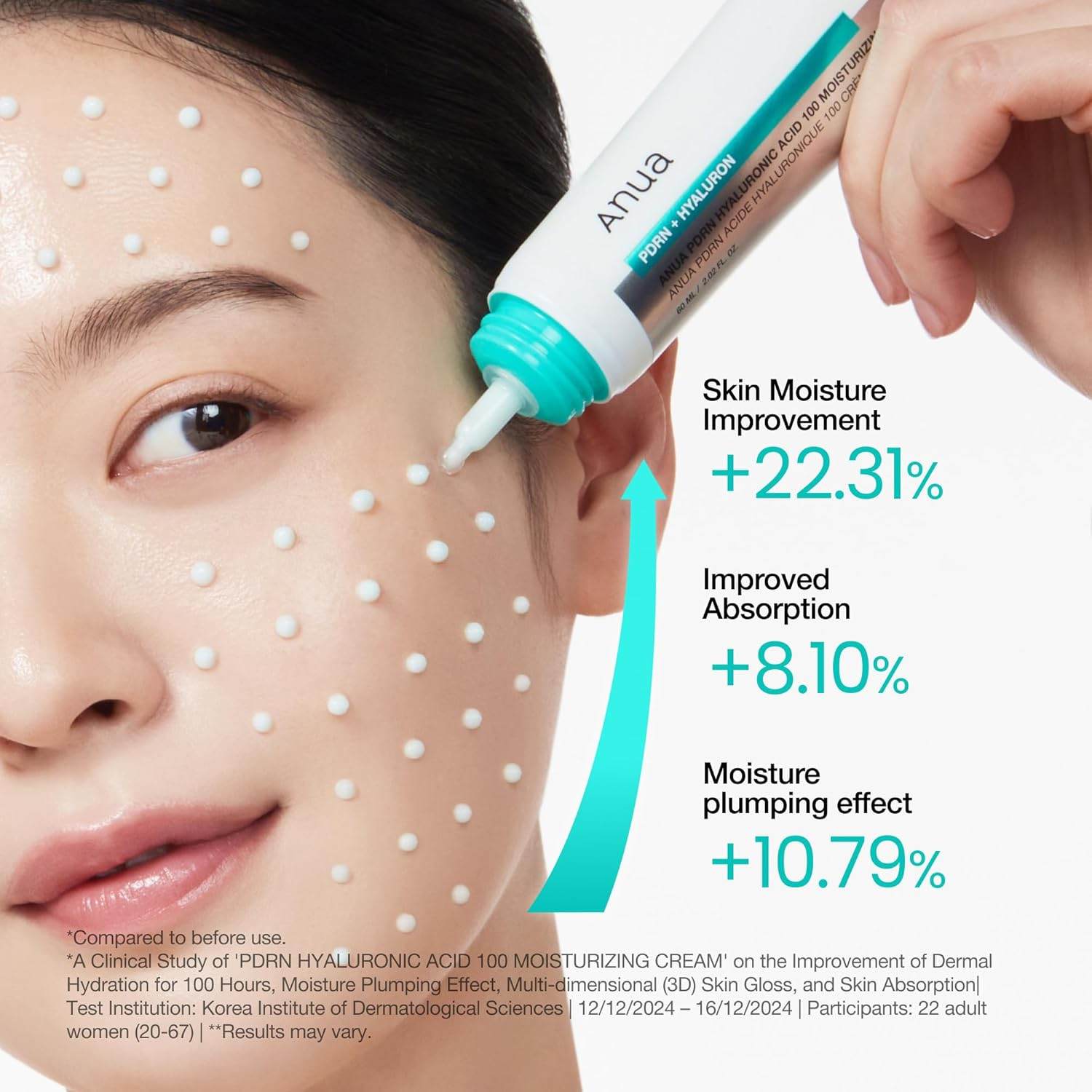 Anua PDRN Hyaluronic Acid 100 Moisturizing Cream 60 ml K Beauty Hautpflege für strahlende Haut