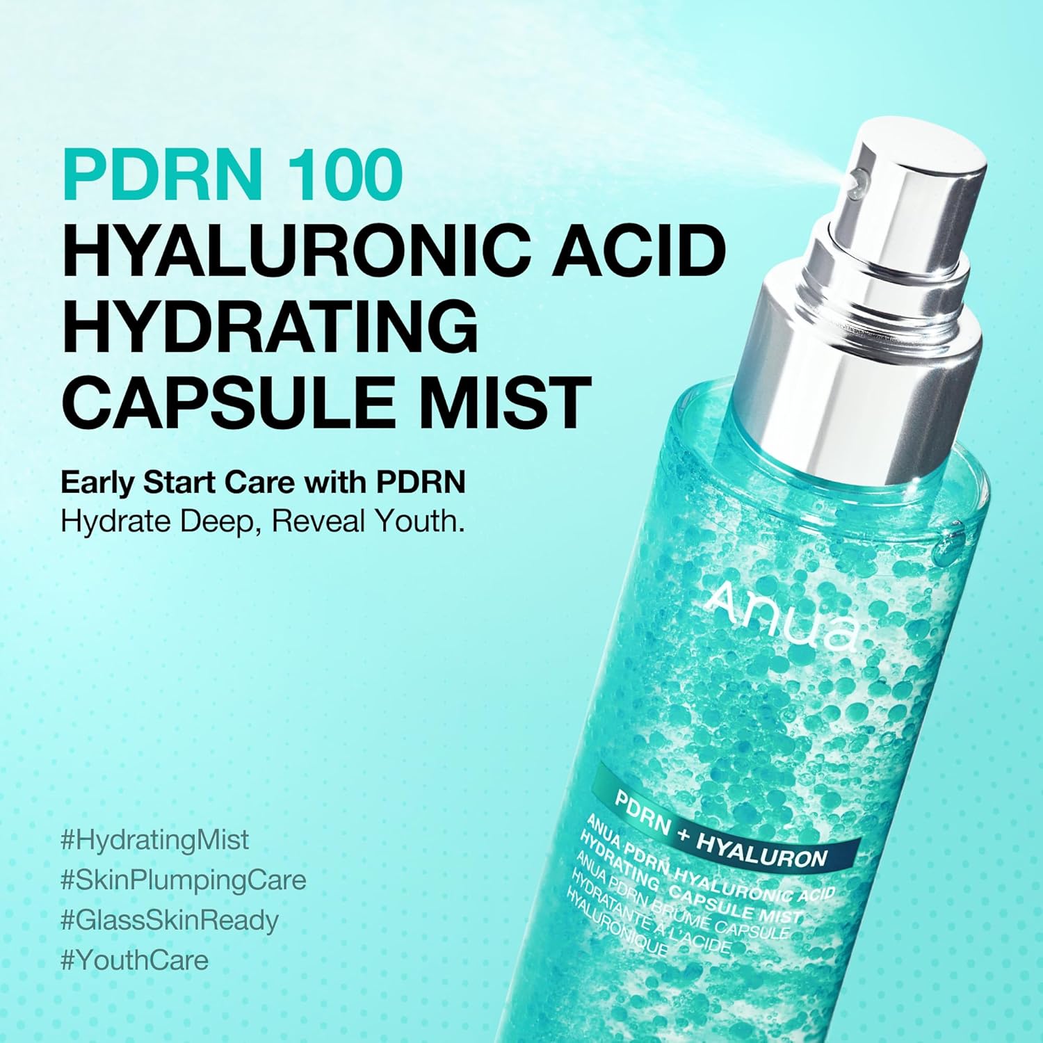 Anua PDRN Hyaluronic Acid Hydrating Capsule Mist 100ml Spray K Beauty Hautpflege für strahlende Haut