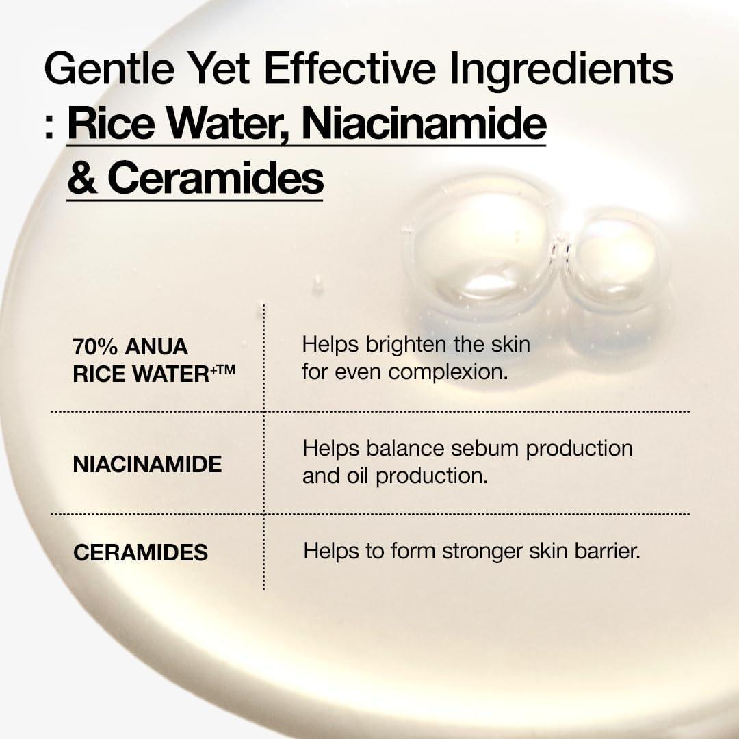Anua Rice 70 Glow Milky Toner 250ml Gesichtswasser K Beauty Hautpflege für strahlende Haut