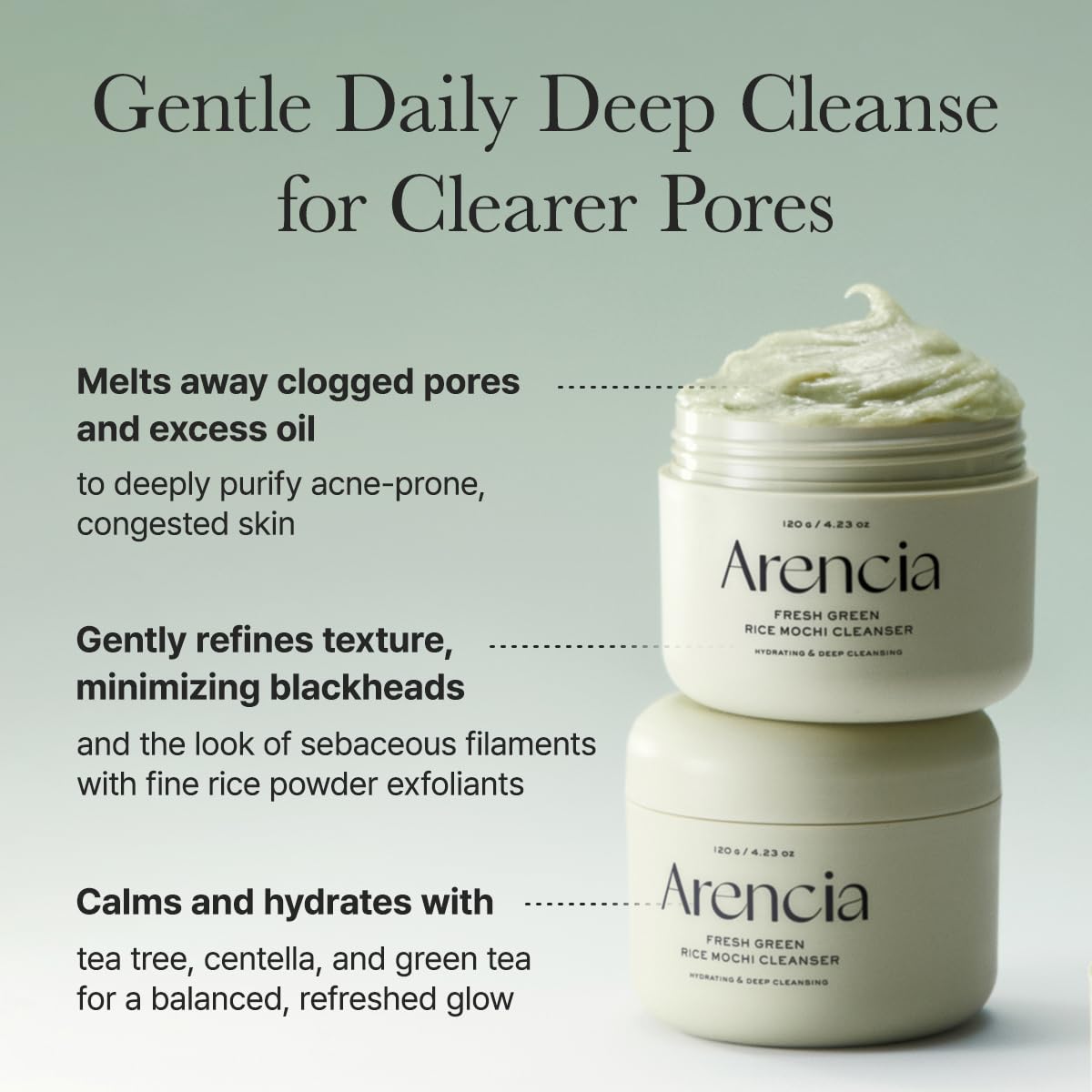 Arencia Fresh Green Rice Mochi Cleanser 120g K Beauty Hautpflege für strahlende Haut