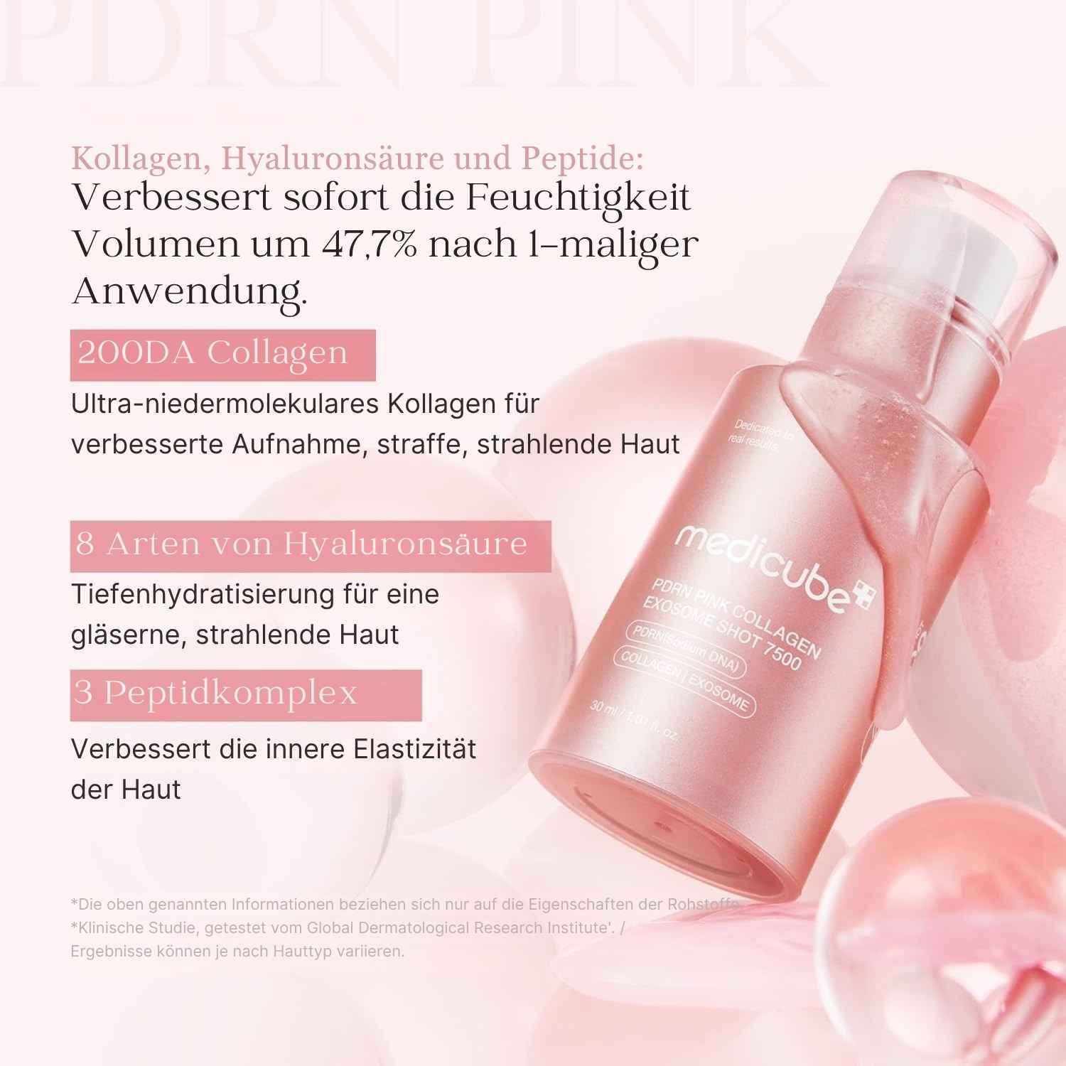 Medicube PDRN Pink Collagen Exosome Shot Serum 7500 K Beauty Hautpflege für strahlende Haut