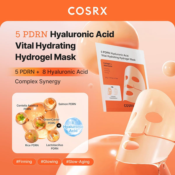 COSRX 5 PDRN Hyaluronic Acid Vital Hydrating Hydrogel Mask 3er Pack K Beauty Hautpflege für strahlende Haut