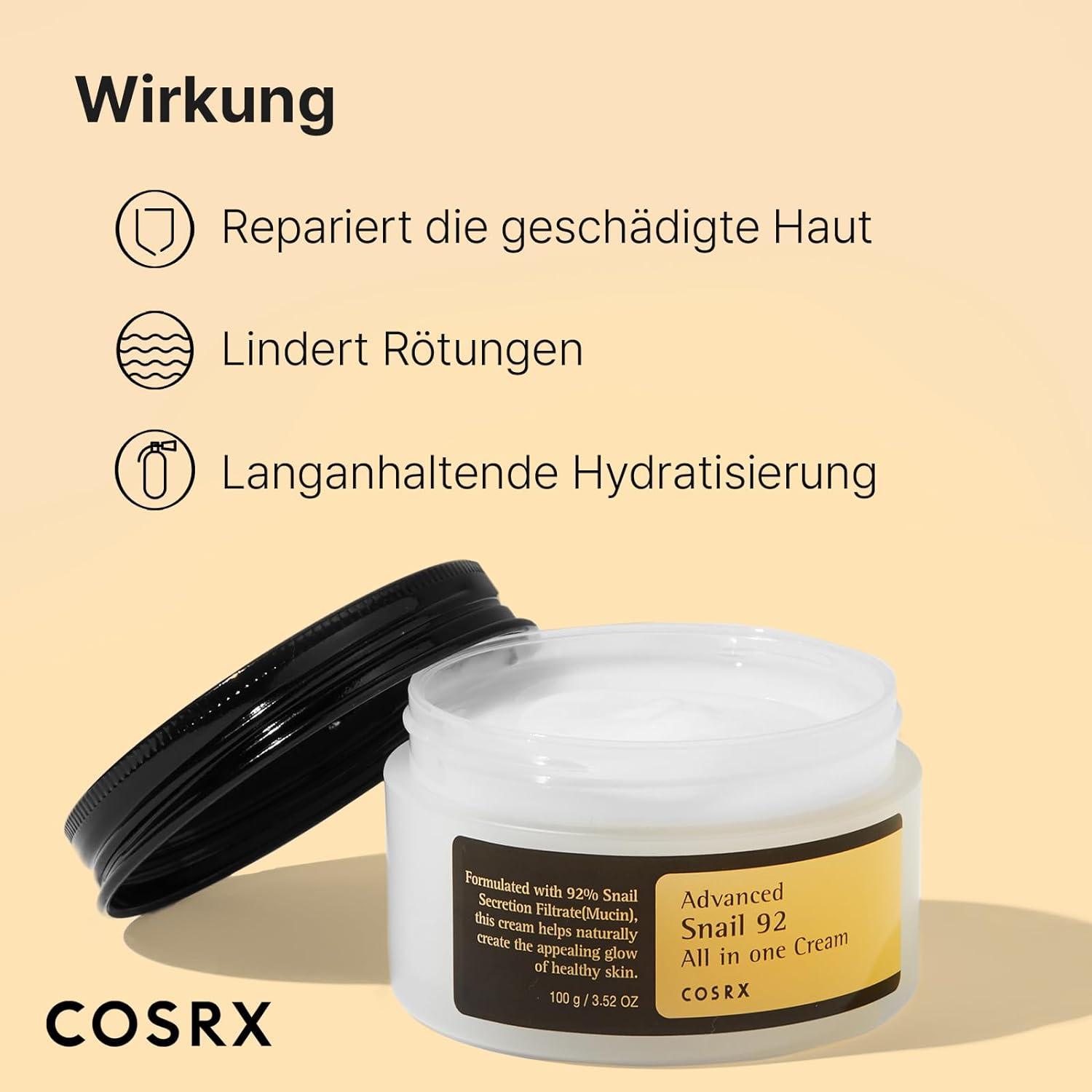 COSRX Advanced Snail 92 All in One Cream K Beauty Hautpflege für strahlende Haut