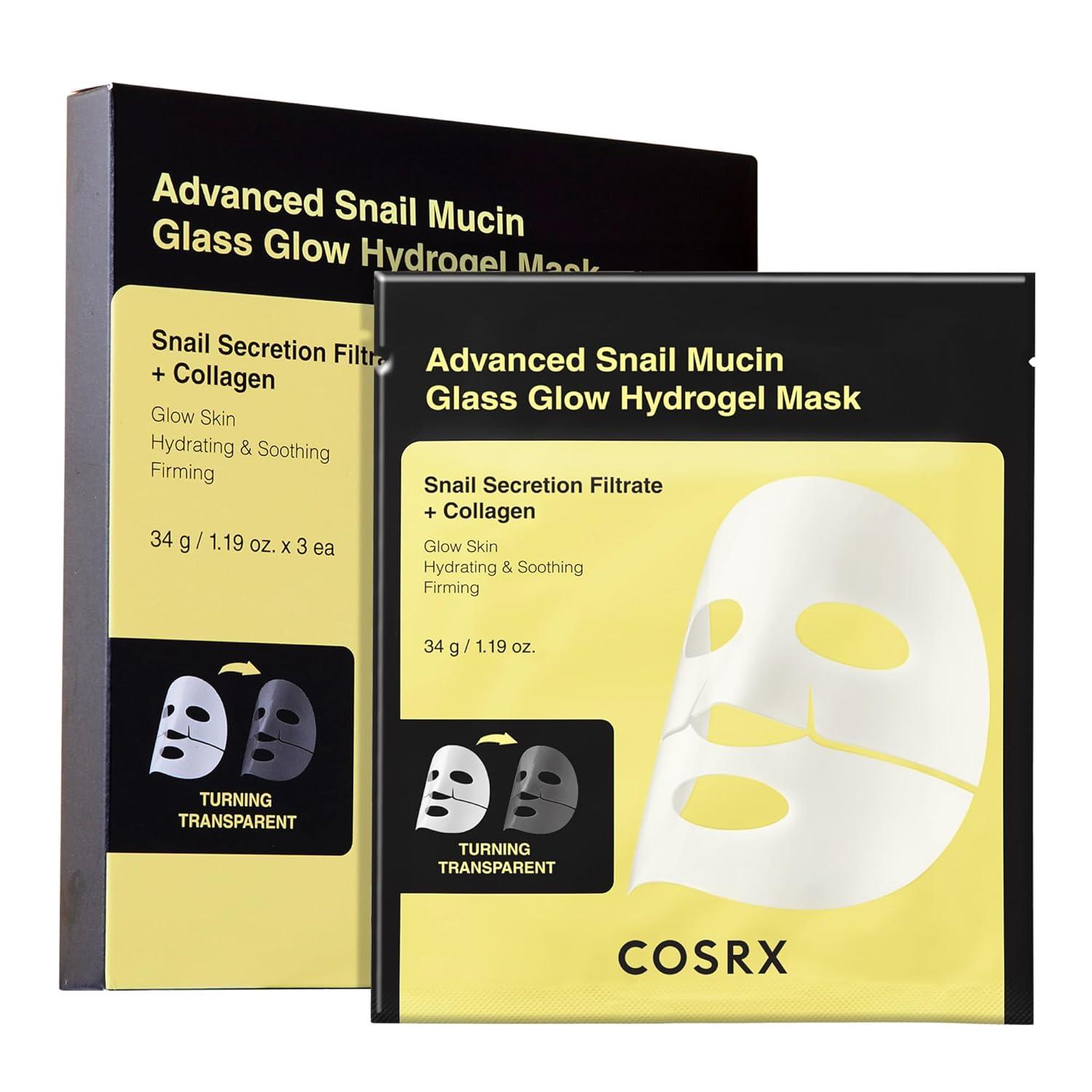 COSRX Advanced Snail Mucin Glass Glow Hydrogel Mask 3St. - Gesichtsmaske K Beauty Hautpflege für strahlende Haut