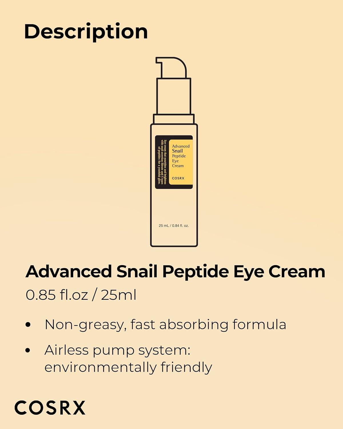 COSRX Advanced Snail Peptide Eye Cream 25ml K Beauty Hautpflege für strahlende Haut