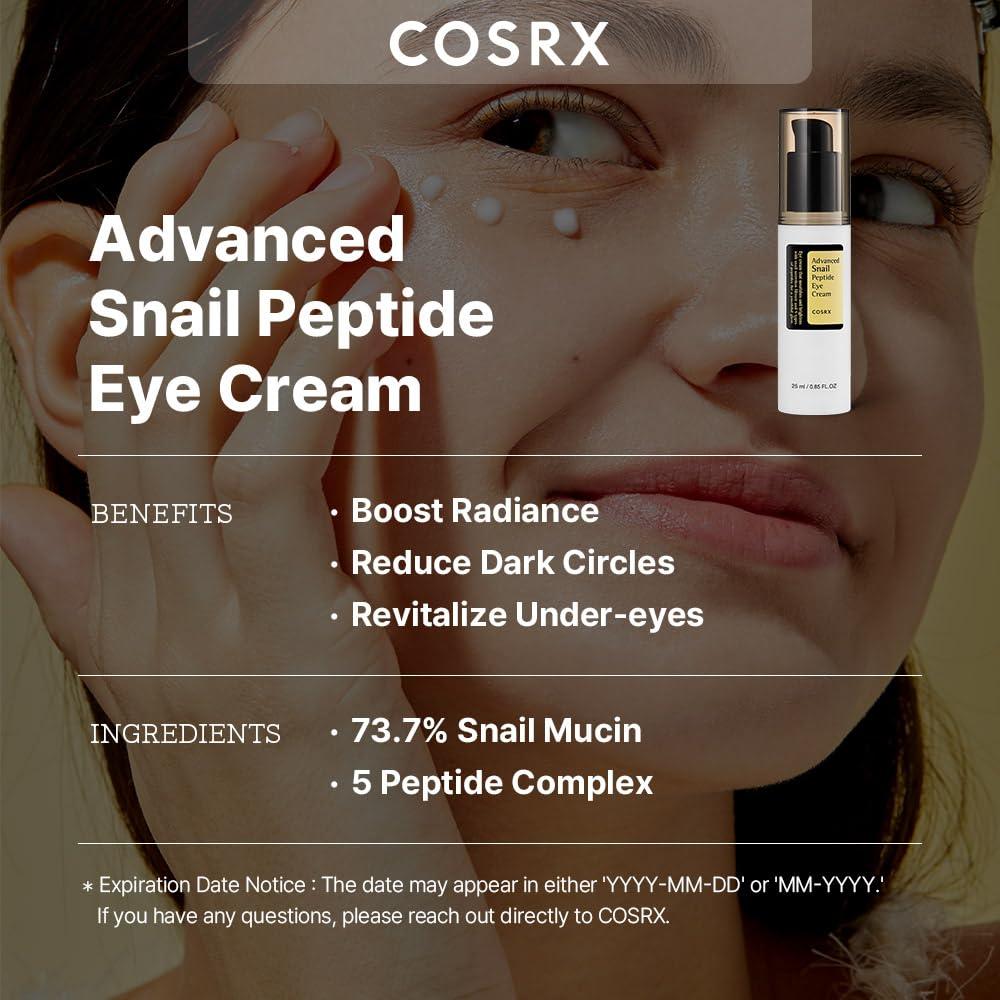 COSRX Advanced Snail Peptide Eye Cream 25ml K Beauty Hautpflege für strahlende Haut