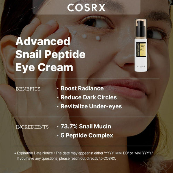 COSRX Advanced Snail Peptide Eye Cream 25ml K Beauty Hautpflege für strahlende Haut