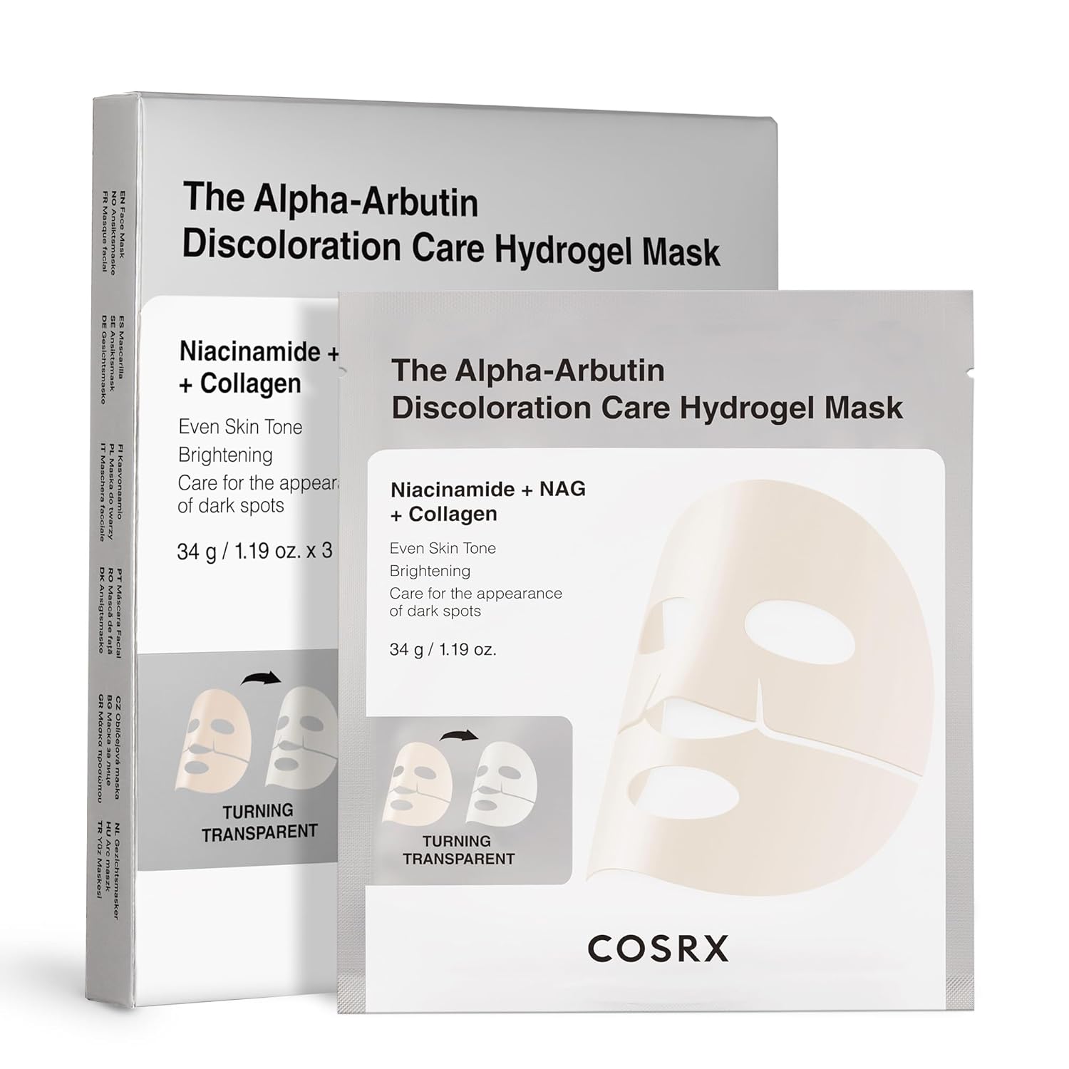 COSRX the Alpha-Arbutin Discoloration Care Hydrogel Mask 3er Pack K Beauty Hautpflege für strahlende Haut