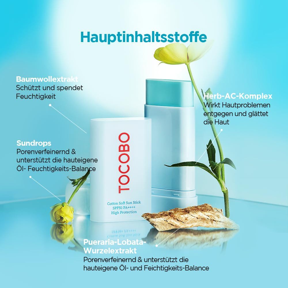 TOCOBO Cotton Soft Sun Stick SPF50+ PA++++ Sonnenschutz K Beauty Hautpflege für strahlende Haut