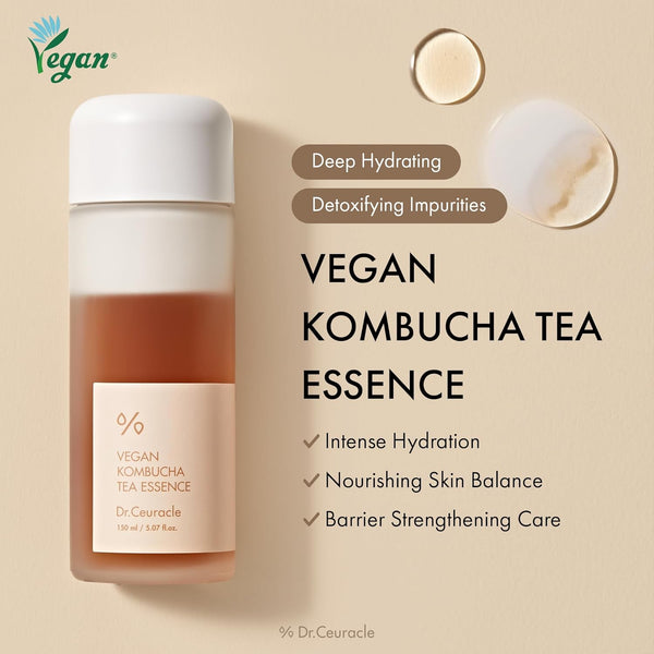 Dr. Ceuracle Vegan Kombucha Tea Essence 150 ml K Beauty Hautpflege für strahlende Haut