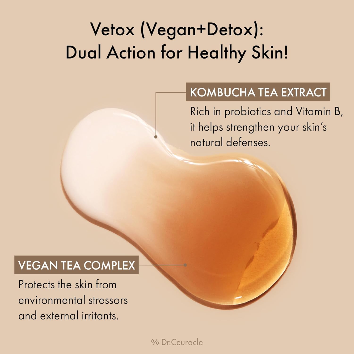 Dr. Ceuracle Vegan Kombucha Tea Essence 150 ml K Beauty Hautpflege für strahlende Haut