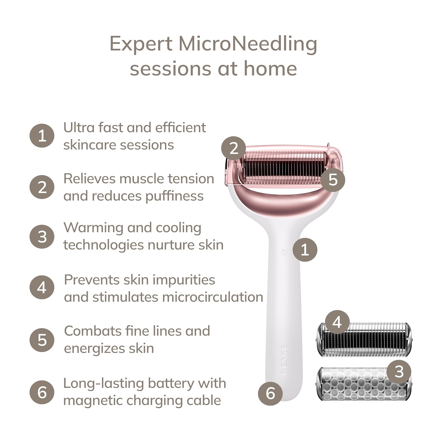 Geske MicroNeedle Face & Body Roller 8in1 SmartAppGuided K Beauty Hautpflege für strahlende Haut