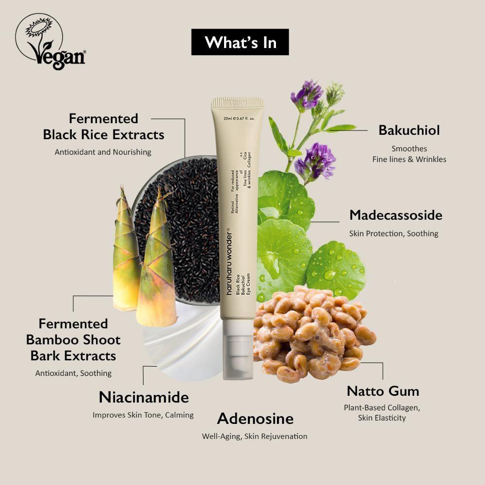 Haruharu Wonder Black Rice Bakuchiol Augencreme K Beauty Hautpflege für strahlende Haut