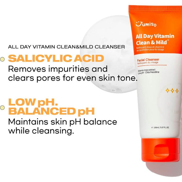 Jumiso All Day Vitamin Clean & Mild Facial Cleanser 150 ml K Beauty Hautpflege für strahlende Haut