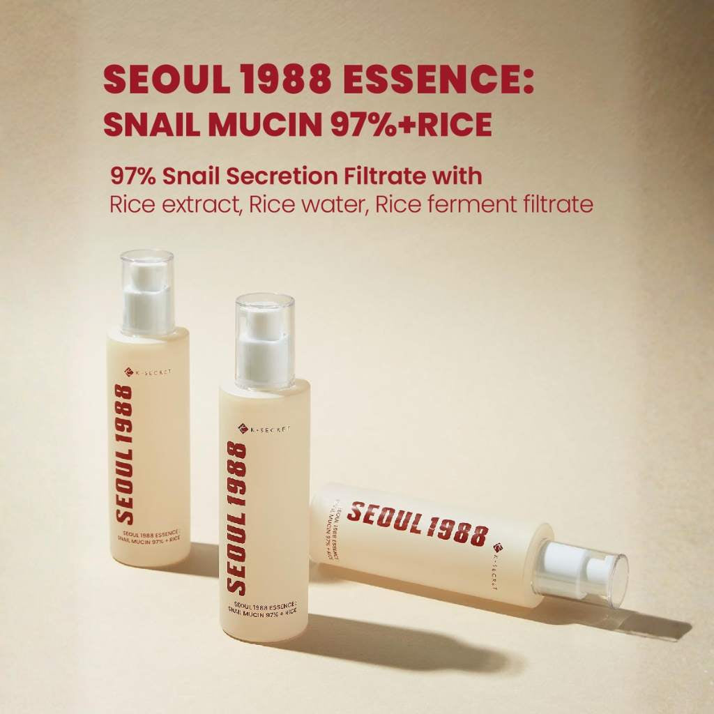K-SECRET Seoul 1988 Essence Snail Mucin 97% + Rice 100ml K Beauty Hautpflege für strahlende Haut