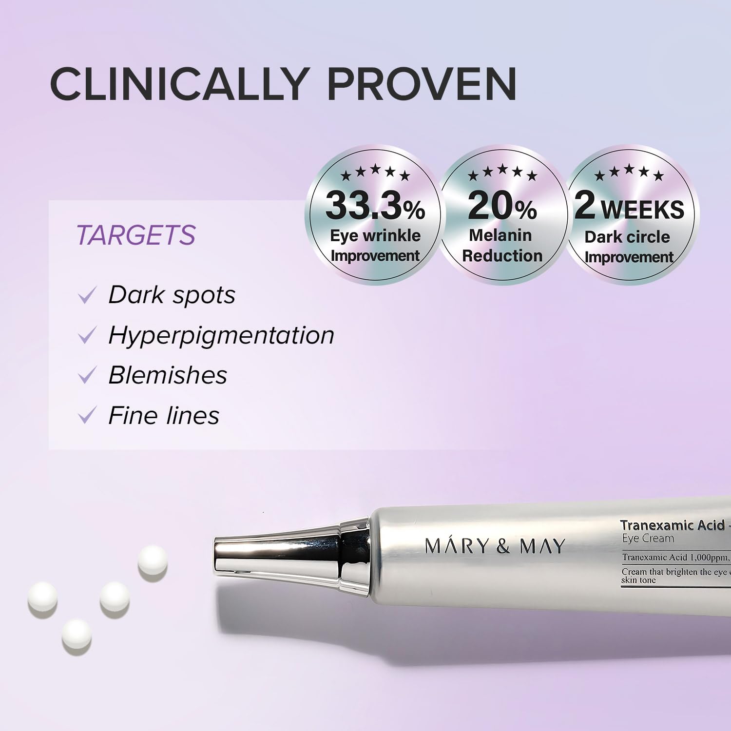 Mary & May Tranexamic Acid + Glutathion Eye Cream 30ml K Beauty Hautpflege für strahlende Haut