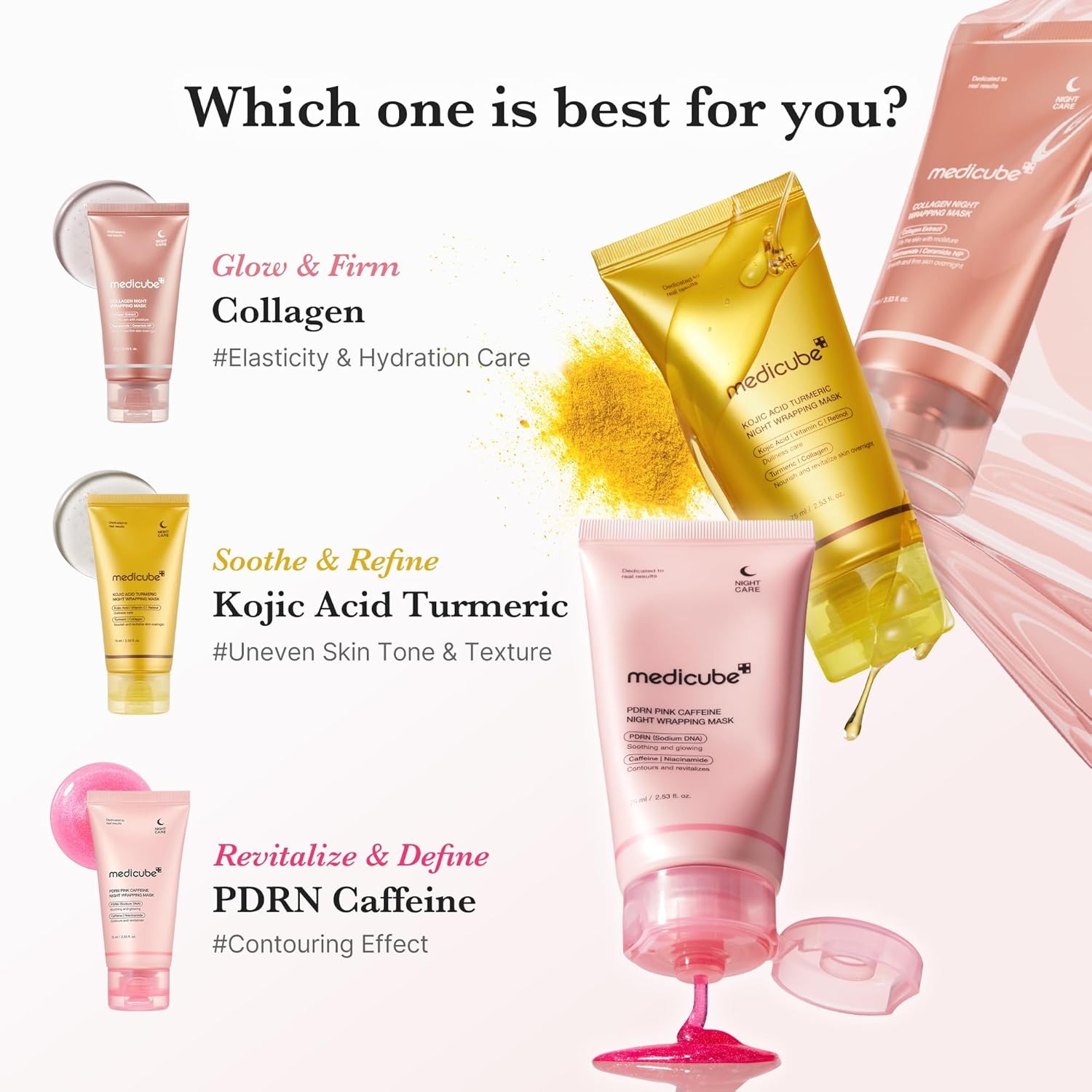 Medicube PDRN Pink Caffeine Night Wrapping Mask 75ml K Beauty Hautpflege für strahlende Haut