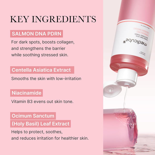 Medicube PDRN Pink Cica Soothing Toner 250 ml K Beauty Hautpflege für strahlende Haut