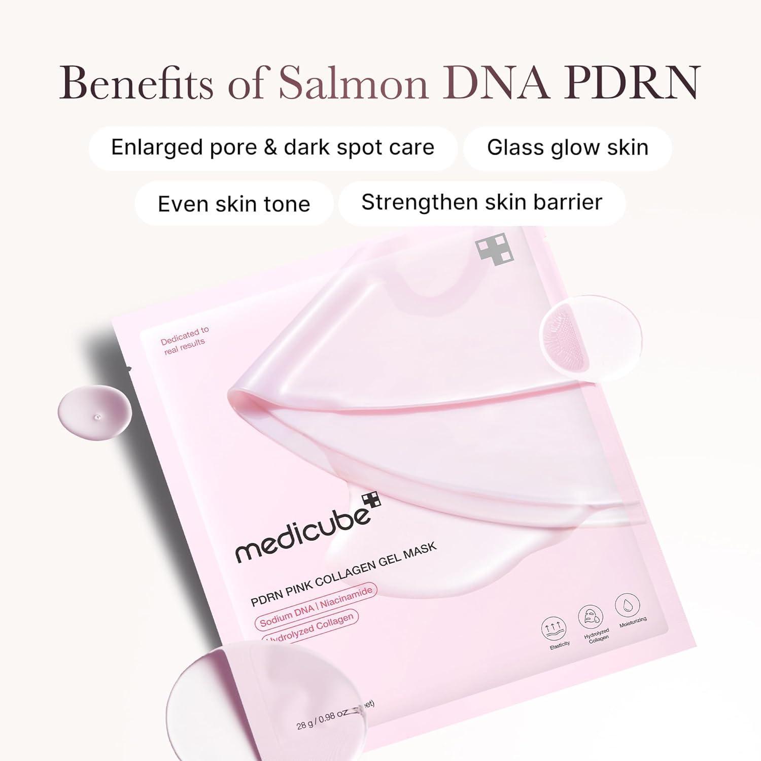 Medicube PDRN Pink Collagen Gel Mask 4er Pack K Beauty Hautpflege für strahlende Haut